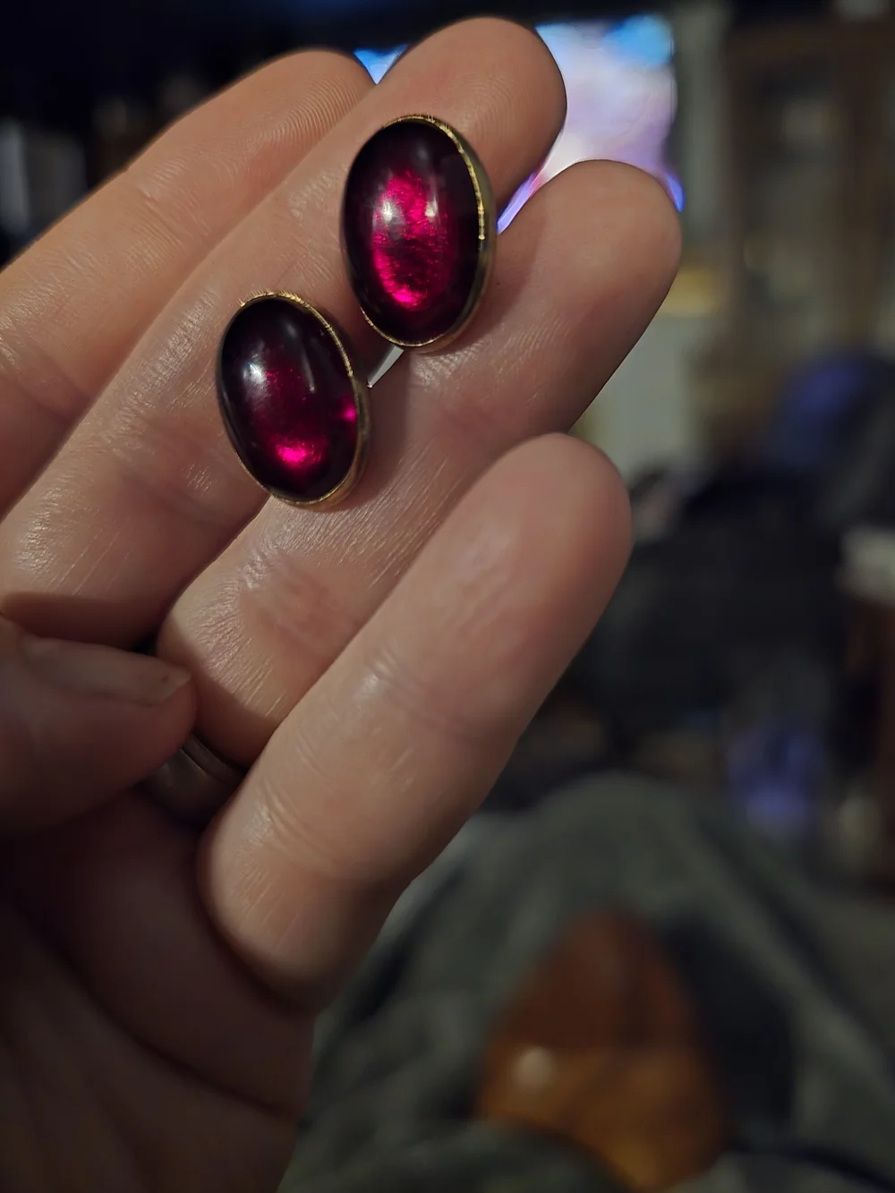 Men's Deep Burgundy Oval Cufflinks